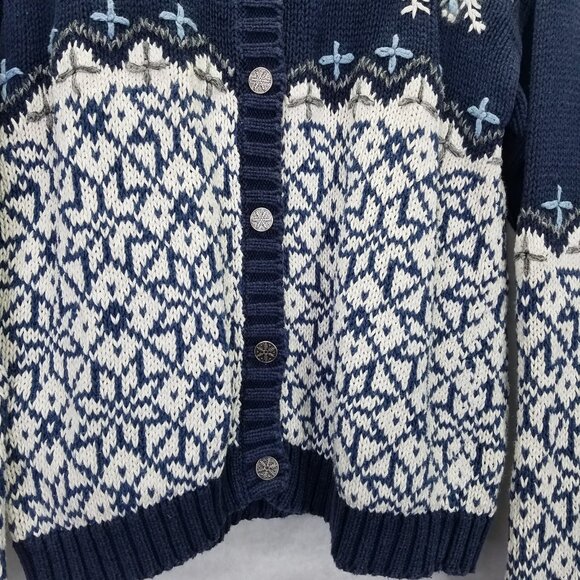 Nutcracker Cardigan M Snowflake Knit Geometric Christmas Star Winter Sweater VTG - Picture 4 of 16